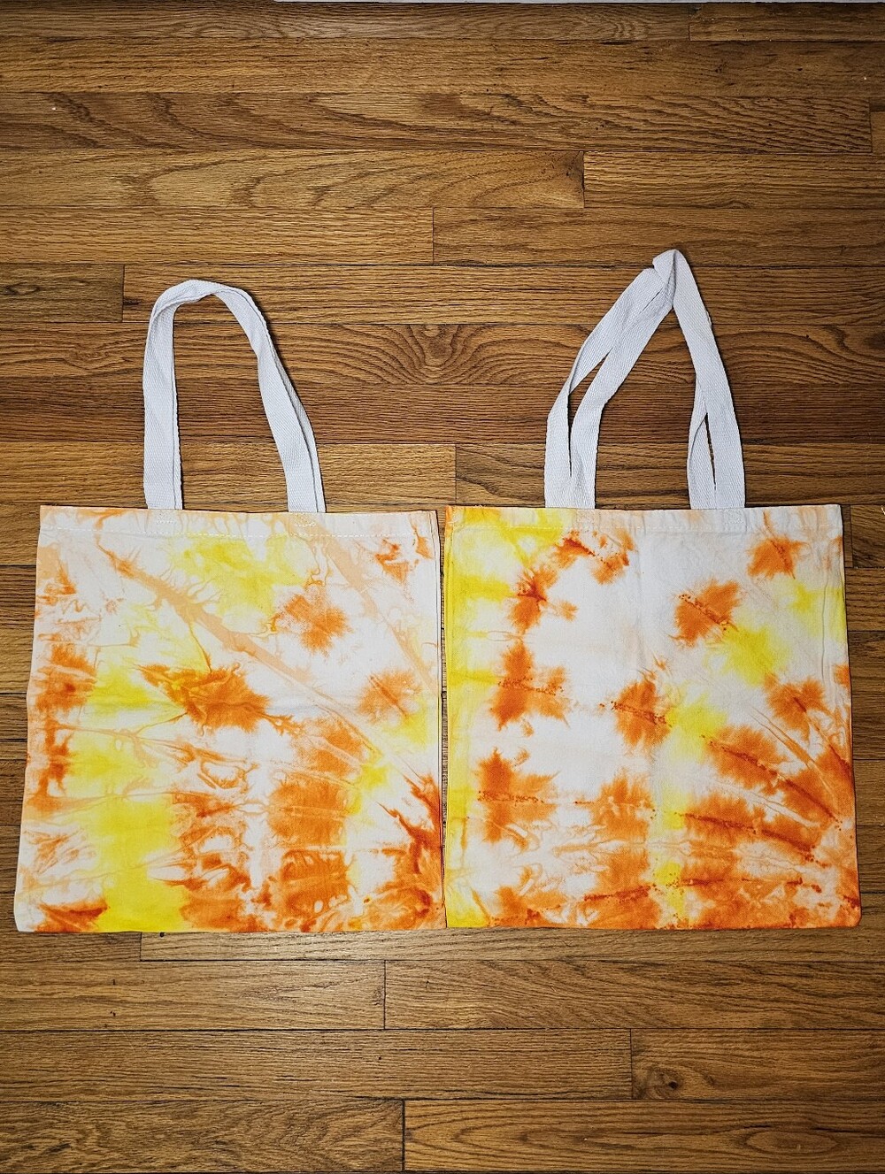 Set Of 2 Orange & Yellow Tote Bags